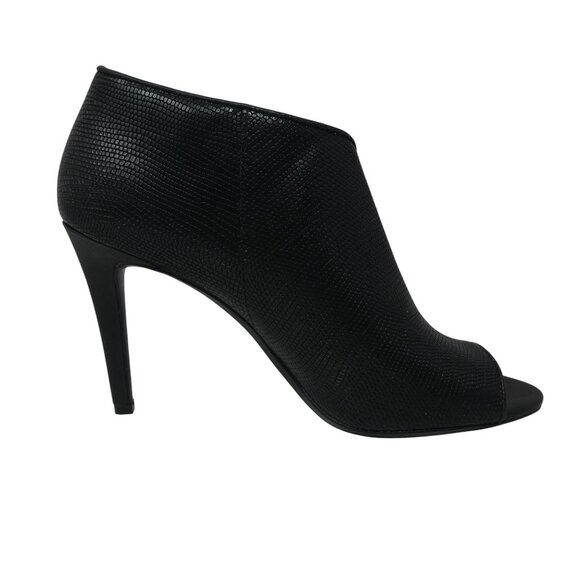 Calvin Klein Nastassia Black Leather Peep Toe Side Cut Stiletto Heels Booties - Picture 5 of 13